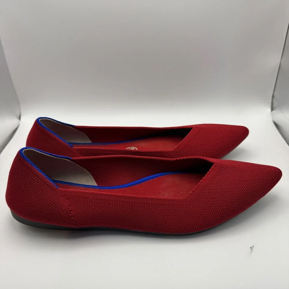 Rothys The Point Red Knit Pointed Toe Ballet Flats Women's Size 10 Preppy Luxury